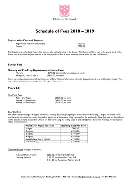 SCHEDULE of FEES : Academic Year 2008-2009