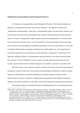 Alienation, Consequentialism, and the Demands of Morality,” Peter Railton Introduces an Approach to Consequentialism That Has Since Become Influential