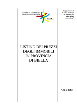 Listino Dei Prezzi Degli Immobili in Provincia Di Biella