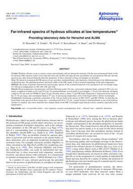 Far-Infrared Spectra of Hydrous Silicates at Low Temperatures Providing Laboratory Data for Herschel and ALMA