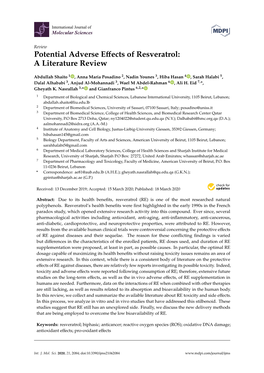 Potential Adverse Effects of Resveratrol: a Literature Review