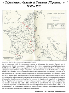 Départements Conquis Et Provinces Illyriennes » 1 1792 – 1815