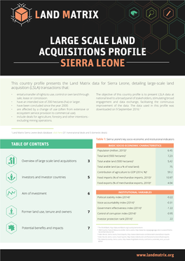 Large Scale Land Acquisitions Profile Sierra Leone