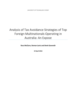 Analysis of Tax Avoidance Strategies of Top Foreign Multinationals Operating in Australia: an Expose