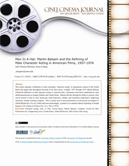 Martin Balsam and the Refining of Male Character Acting in American Films, 1957-1976 John Thomas Mcguire, Siena College