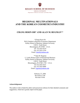 Regional Multinationals and the Korean Cosmetics Industry