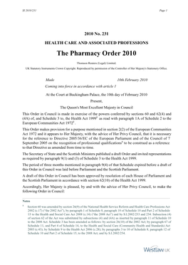 The Pharmacy Order 2010