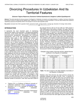 Divorcing Procedures in Uzbekistan and Its Territorial Features