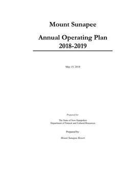 Mount Sunapee Annual Operating Plan 2018-2019