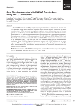 Gene Silencing Associated with SWI/SNF Complex Loss During NSCLC Development