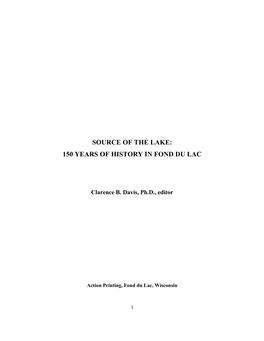 Source of the Lake: 150 Years of History in Fond Du Lac