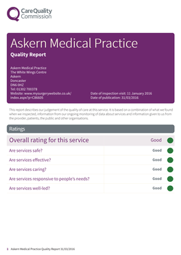 Askern Medical Practice Newapproachcomprehensive Report