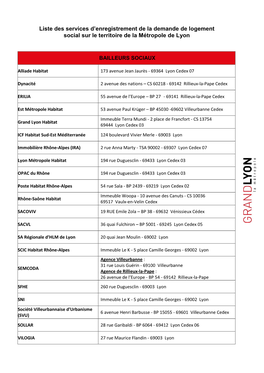 Liste Des Services D'enregistrement De La Demande De Logement Social Sur