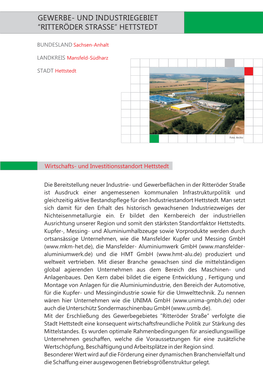 Gewerbe- Und Industriegebiet “Ritteröder Strasse” Hettstedt