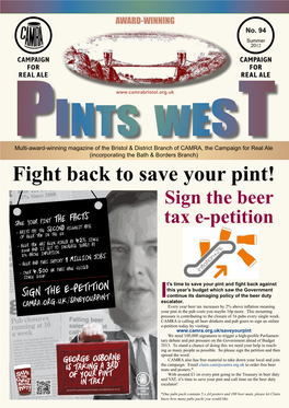 Fight Back to Save Your Pint! Sign the Beer Tax E-Petition