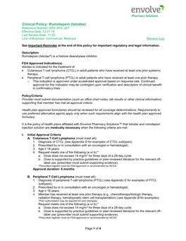 Romidepsin (Istodax) Reference Number: ERX.SPA