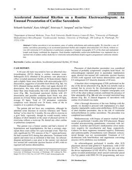 Accelerated Junctional Rhythm on a Routine Electrocardiogram: an Unusual Presentation of Cardiac Sarcoidosis