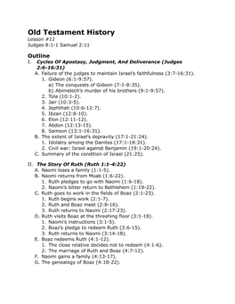 11-Judges-1 Samuel Notes