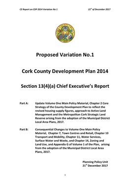 Proposed Variation No.1 Cork County Development Plan 2014