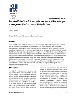 Be Mindful of the Future: Information and Knowledge Management in Star Wars Tie-In Fiction