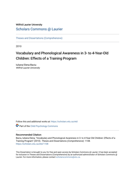 Vocabulary and Phonological Awareness in 3- to 4-Year-Old Children: Effects of a Training Program