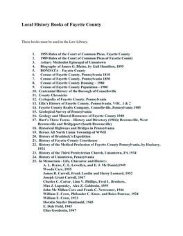 Local History Books of Fayette County (PDF)