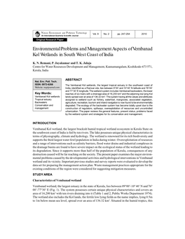 Environmental Problems and Management Aspects of Vembanad Kol Wetlands in South West Coast of India