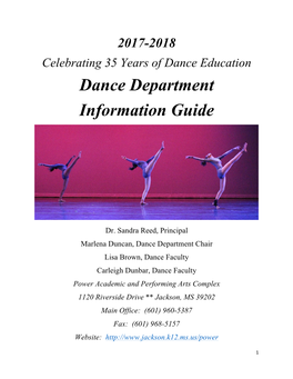 Dance Department Information Guide