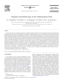 Vegetation and Habitat Types of the Umkhanyakude Node