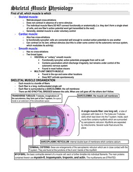 Skeletal Muscle Physiology