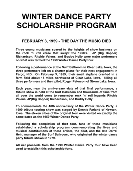 Winter Dance Party Scholarship Program