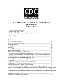 ICD-9-CM C&M March 2011 Diagnosis Agenda