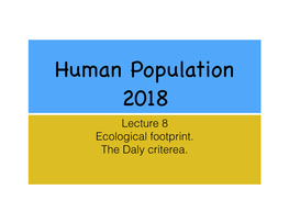 Human Population 2018 Lecture 8 Ecological Footprint