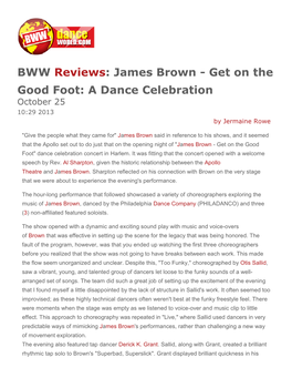 James Brown - Get on the Good Foot: a Dance Celebration October 25 10:29 2013 by Jermaine Rowe