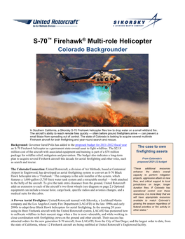 S-70 Firehawk® Multi-Role Helicopter
