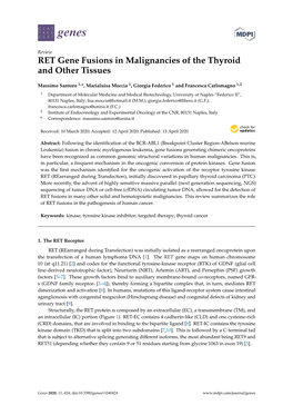 RET Gene Fusions in Malignancies of the Thyroid and Other Tissues