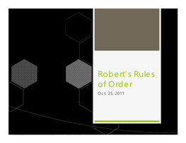 Robert's Rules of Order