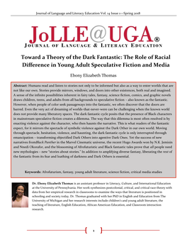 Toward a Theory of the Dark Fantastic: the Role of Racial Difference in Young Adult Speculative Fiction and Media