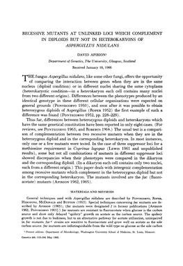 Aspergillus Nidulans