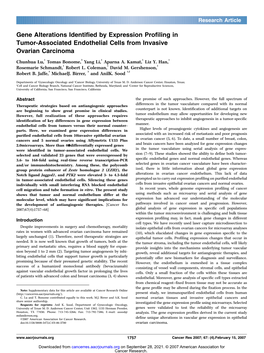 Gene Alterations Identified by Expression Profiling in Tumor-Associated Endothelial Cells from Invasive Ovarian Carcinoma