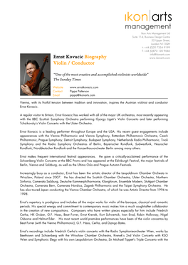 Ernst Kovacic Biography Biography Violin / Conductor Conductor