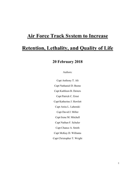 Air Force Track System to Increase Retention, Lethality, and Quality Of