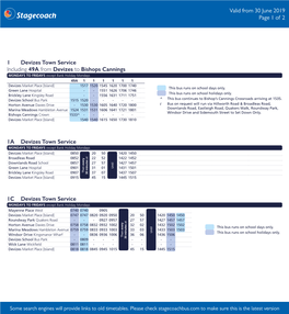 Valid from 30 June 2019 Page 1 of 2 1A Devizes Town Service 1