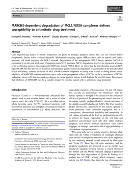 MARCH5-Dependent Degradation of MCL1/NOXA Complexes Defines