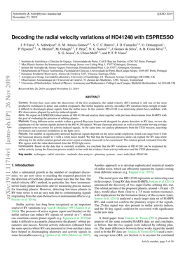 Decoding the Radial Velocity Variations of HD41248 with ESPRESSO