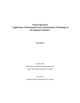 Project Research “Application of Information and Communication Technology in Developing Countries”