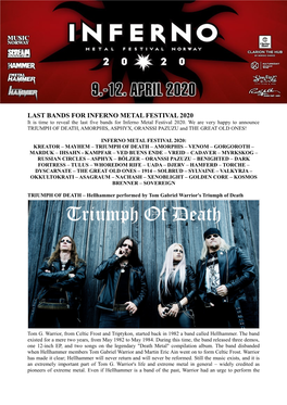 LAST BANDS for INFERNO METAL FESTIVAL 2020 It Is Time to Reveal the Last Five Bands for Inferno Metal Festival 2020