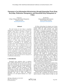 Emergence of an Information Infrastructure Through Integrating Waste Drug Recycling, Medication Management, and Household Drug Management in China