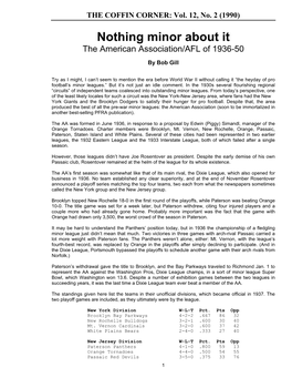 Nothing Minor About It the American Association/AFL of 1936-50