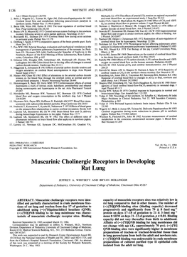 Muscarinic Cholinergic Receptors in Developing Rat Lung